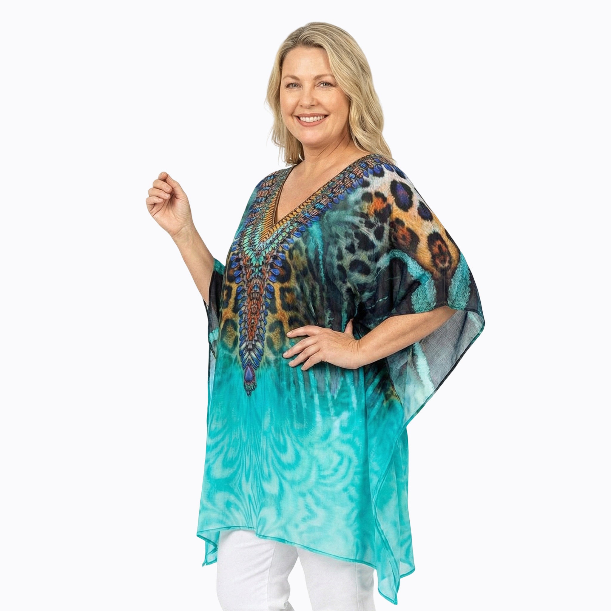 Claire Powell Plus Size Kaftan Top (Jungle)