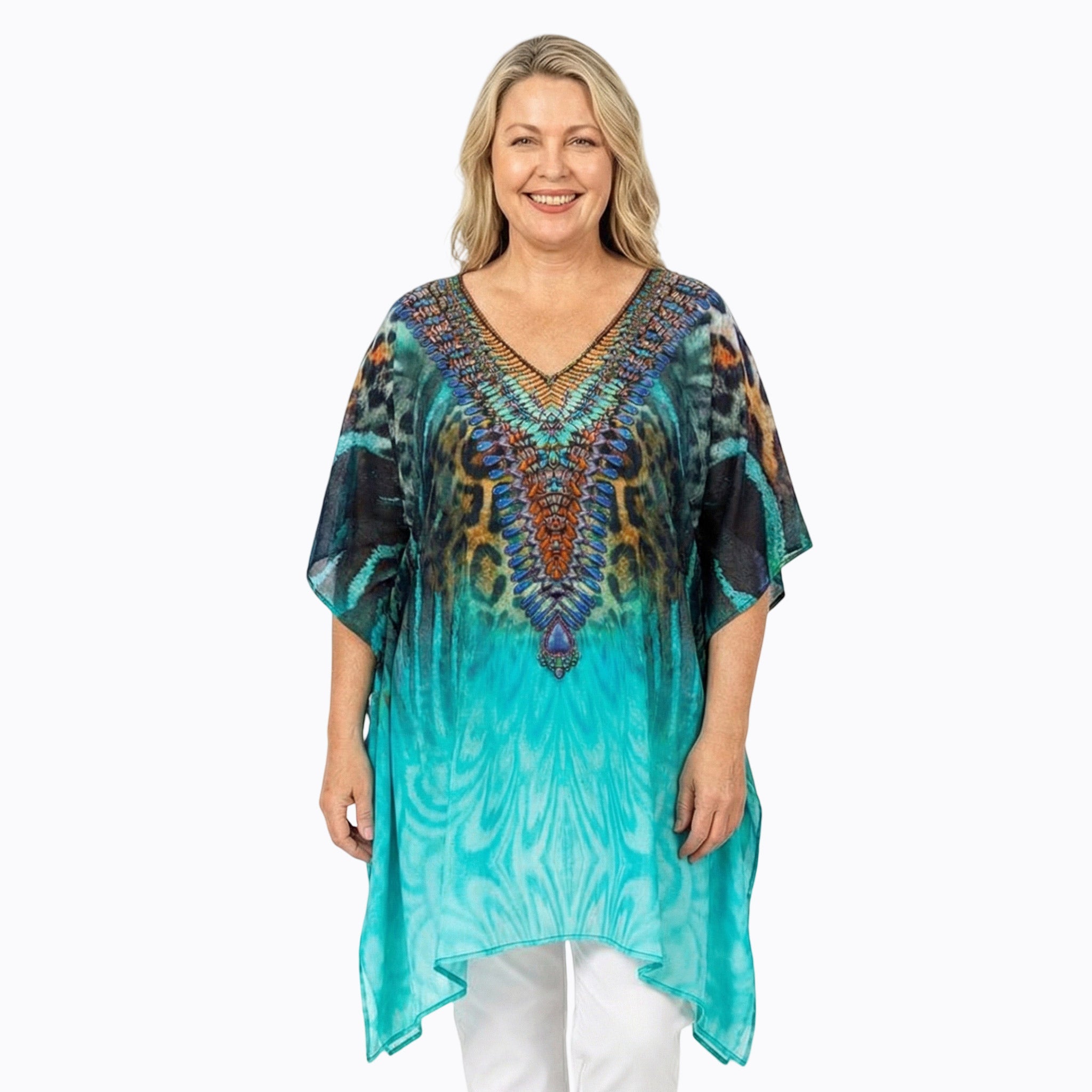 Claire Powell Plus Size Kaftan Top (Jungle)