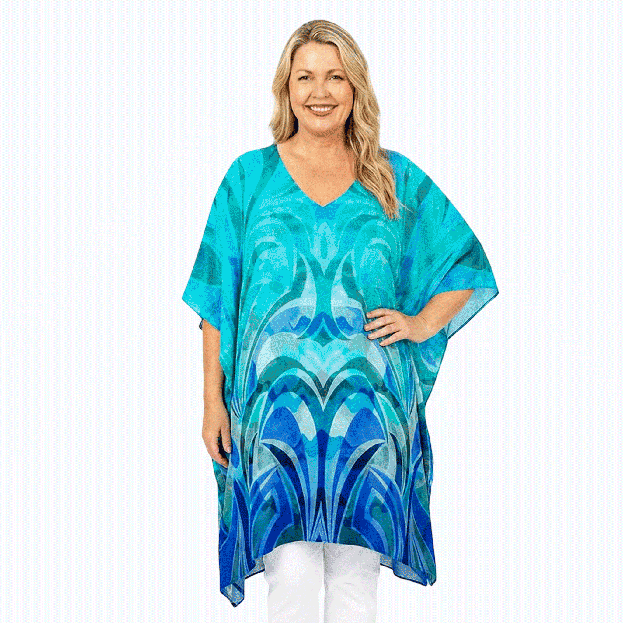 Claire Powell Plus Size Kaftan Top (Waves)