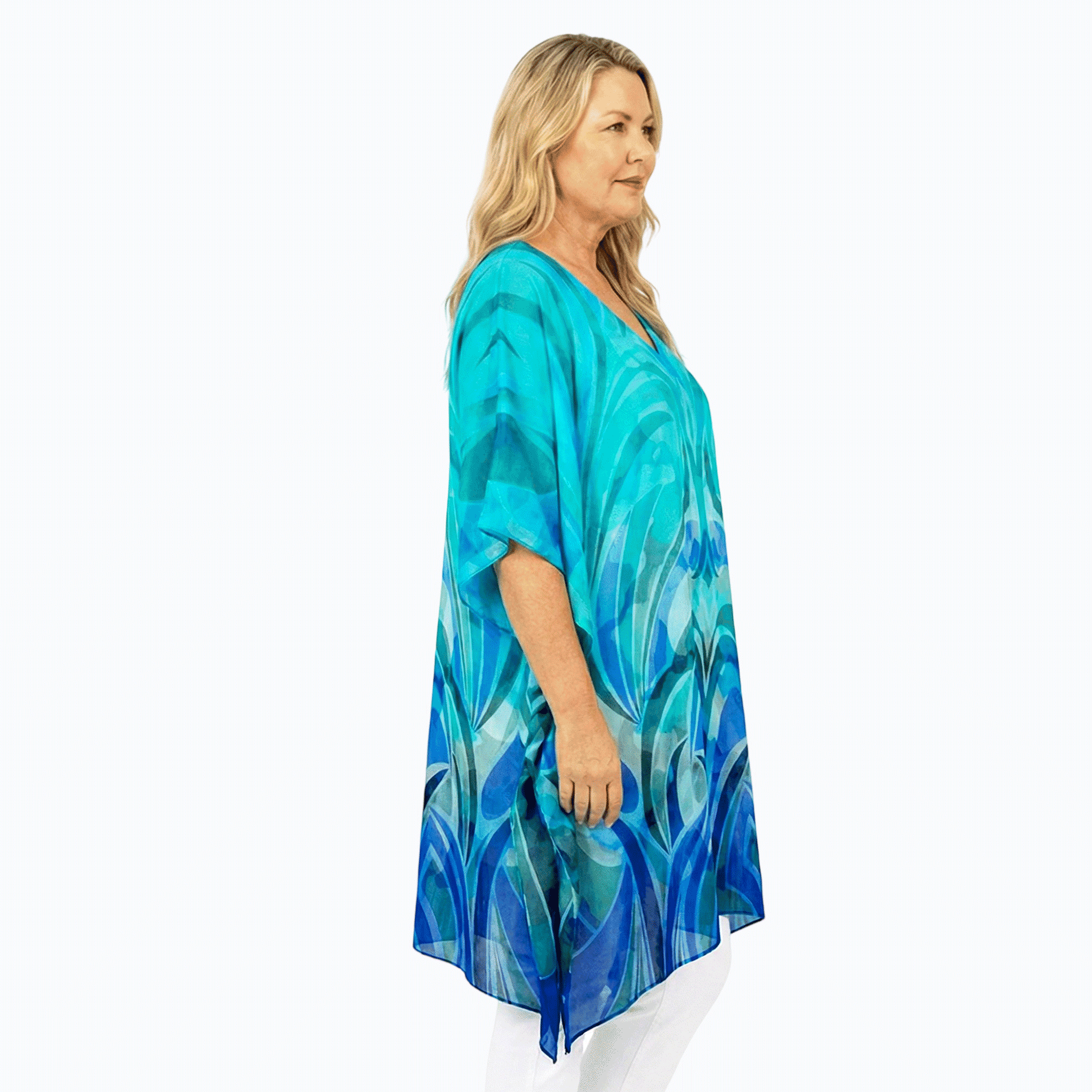 Claire Powell Plus Size Kaftan Top (Waves)