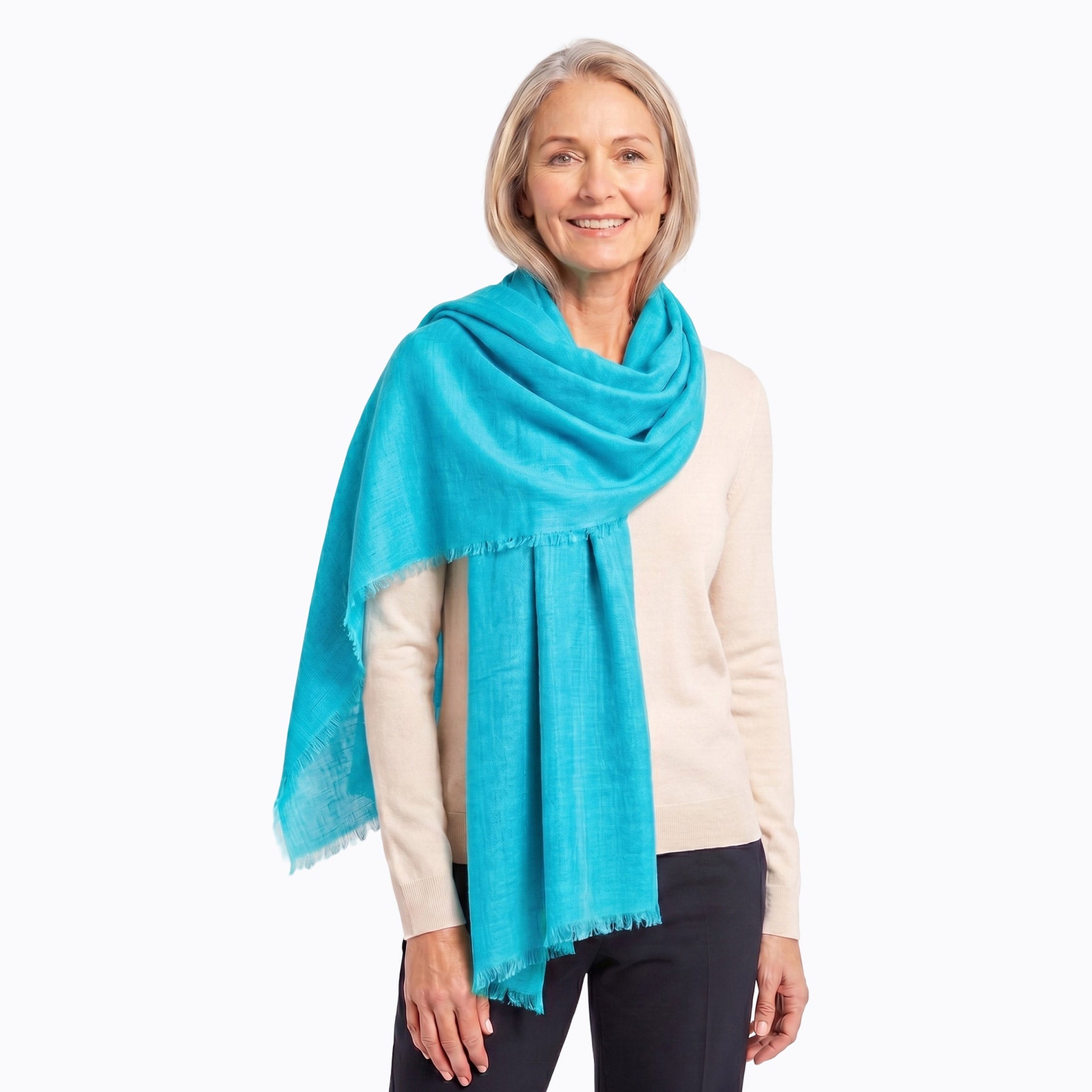 Silk Wool Scarf (Aqua)