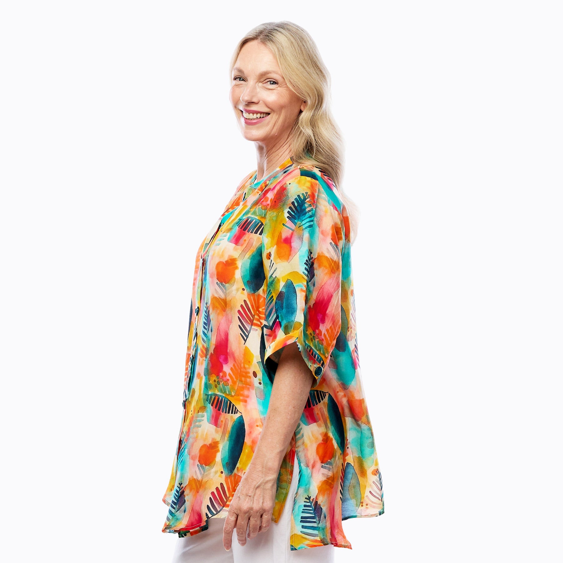 Claire Powell A-Line Shirt | Tunic Blouse Top (Tropicana)