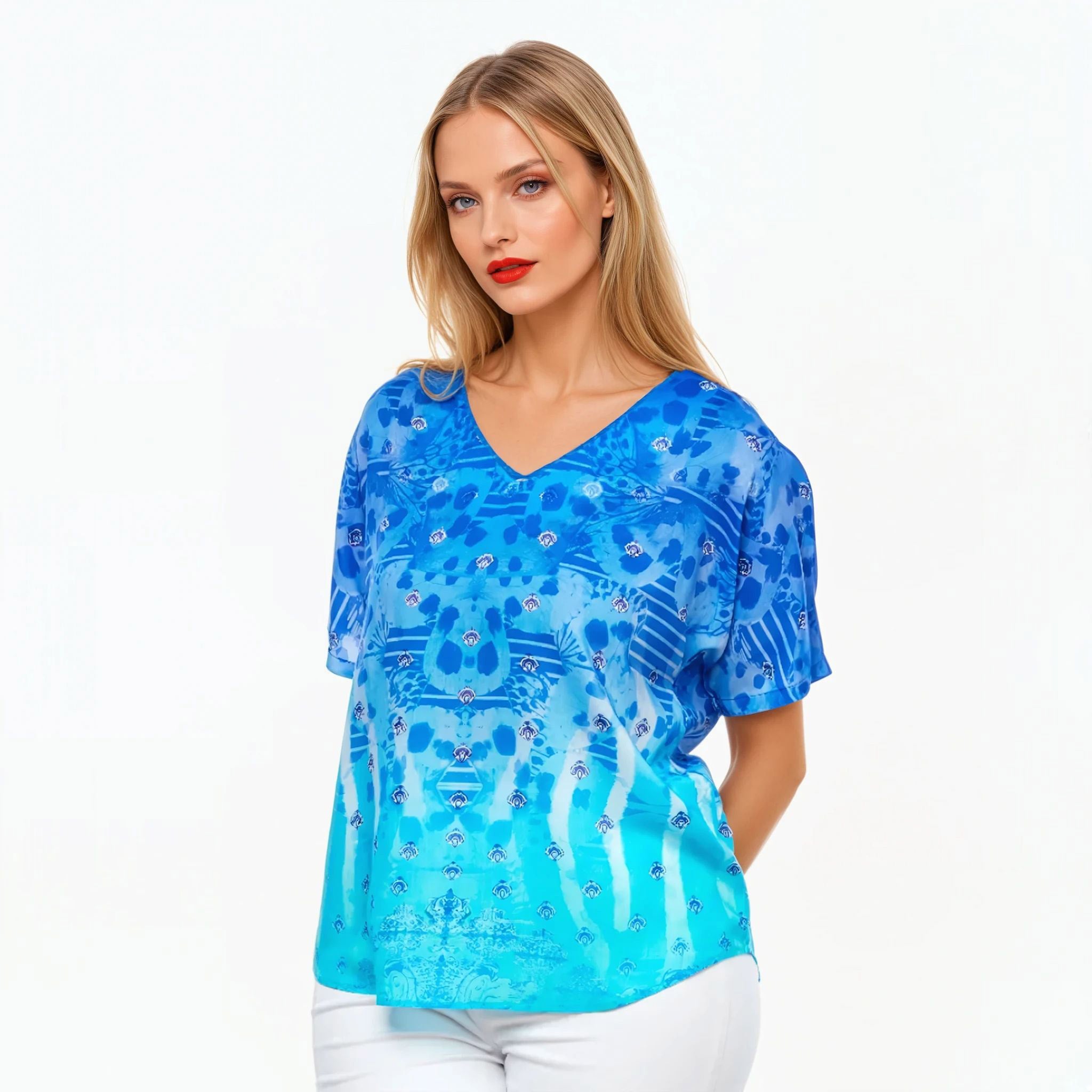 Claire Powell V-Neck T-Shirt (Ocean)